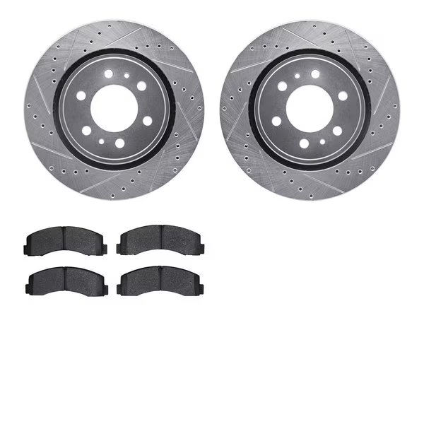 7202-99209, Rotors-Drilled and Slotted-Silver with Heavy Duty Brake Pads, Zinc Coated, Dynamic Friction Co, Mfr#: 7202-99209